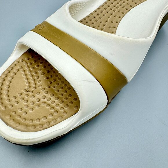 Crocs Sassari Wedge Comfort Slip On Slide Sandals Women’s Size 8 White Taupe - Picture 6 of 7